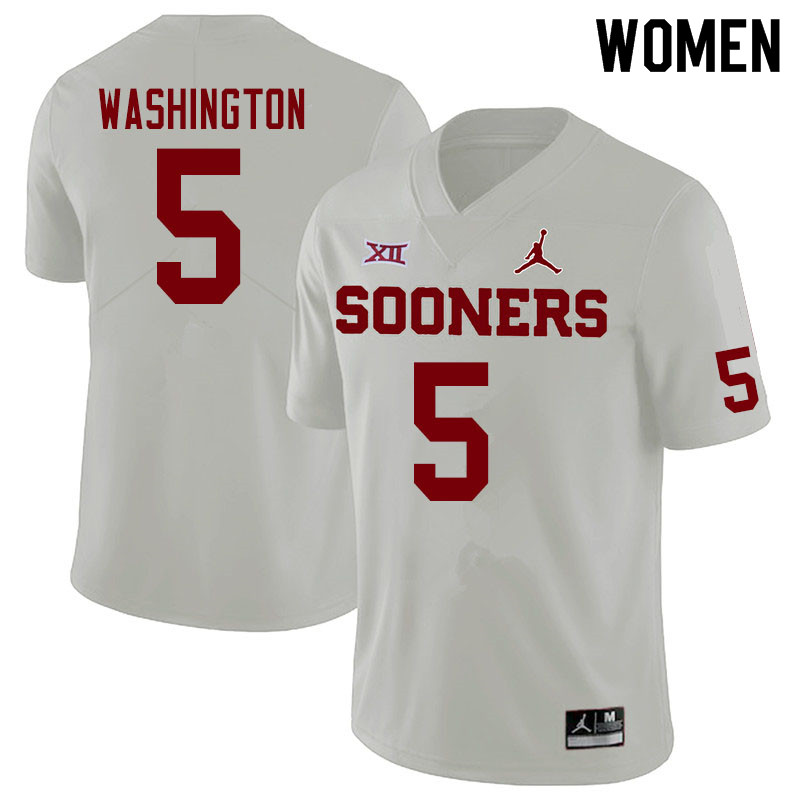Jordan Brand Women #5 Woodi Washington Oklahoma Sooners College Football Jerseys Sale-White - Click Image to Close